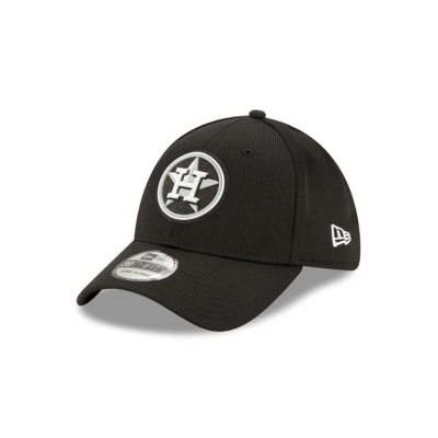 Black Houston Astros Hat - New Era MLB Clubhouse Collection 39THIRTY Stretch Fit Caps USA1832705